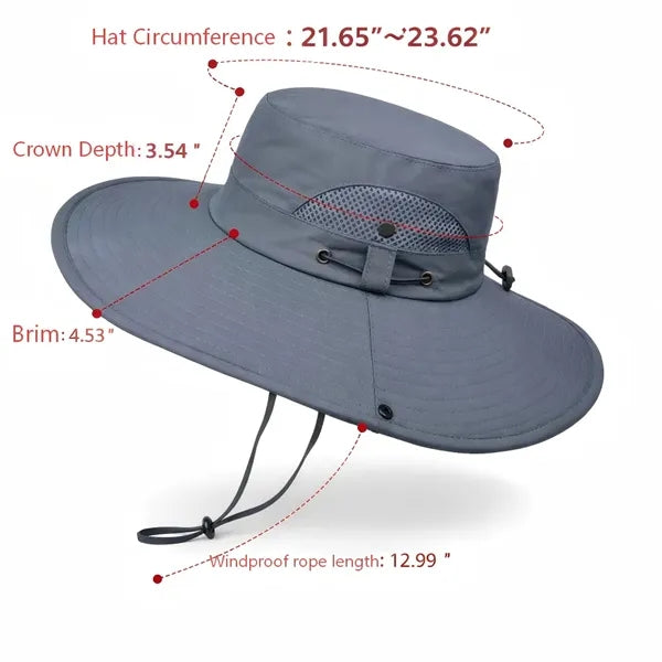 Wide Brim Breathable Sun Hat UV Protection Fisherman Style