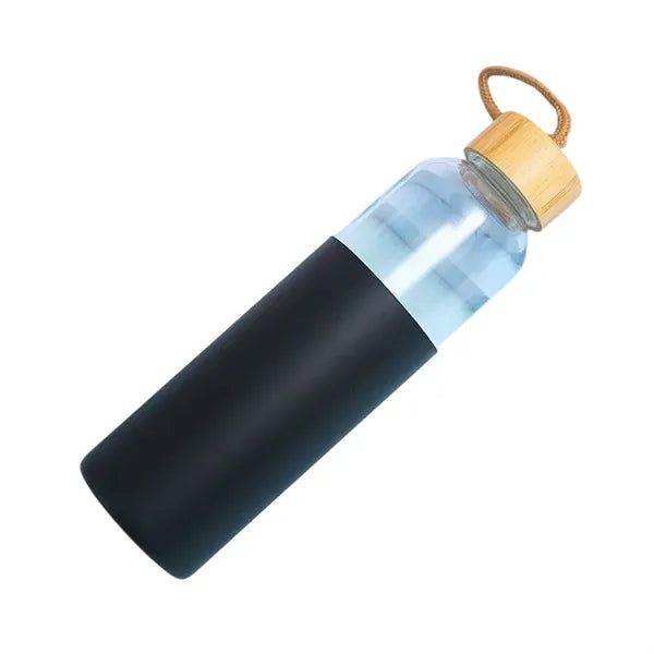 18oz Glass Bottles W/Bamboo Lid Silicone Sleeve