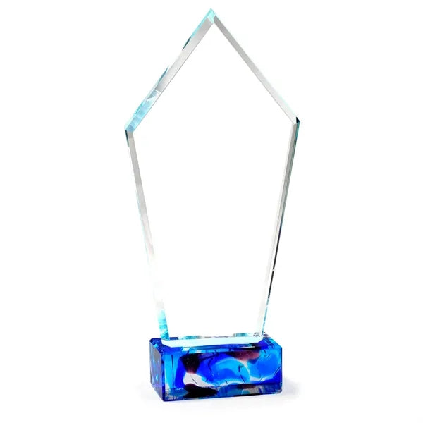 Peak Shaped Glass Top on Blue Art Base Award