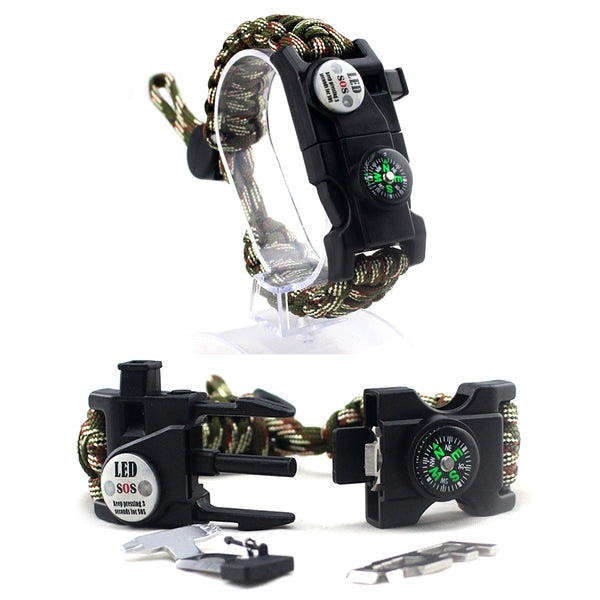 20 In 1 Multifunctional Paracord Bracelet With SOS LED Compa