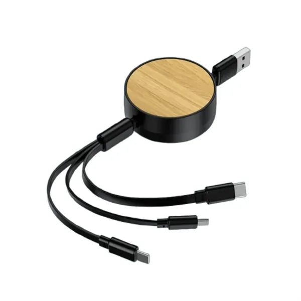 Bamboo Retractable 3-in-1 Charger