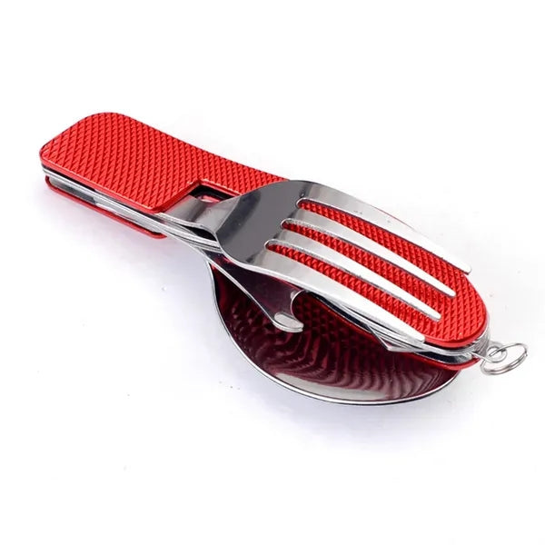Foldable 4-in-1 Outdoor Dining Utensil Kit for Camping