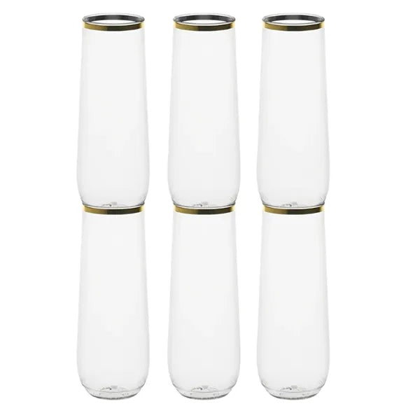 9oz. Flute Gold Rim
