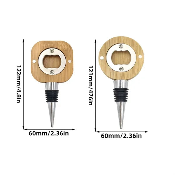 Bamboo Wine Stopper With Bottle Opener