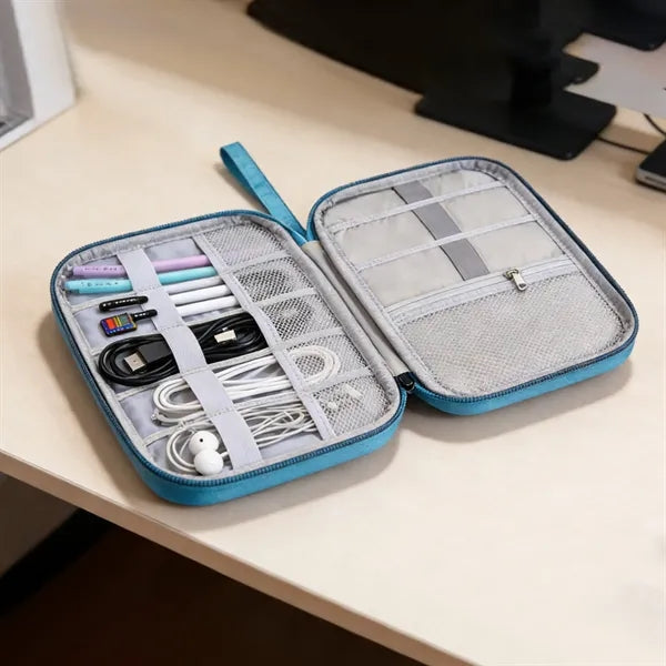 Polyester Travel Cable Organizer Bag 9"x6.3"x1.2"