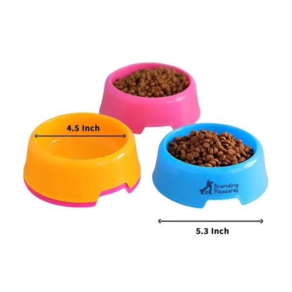 Durable Plastic Round Pet Bowl Candy Colored Dog Cat Dish