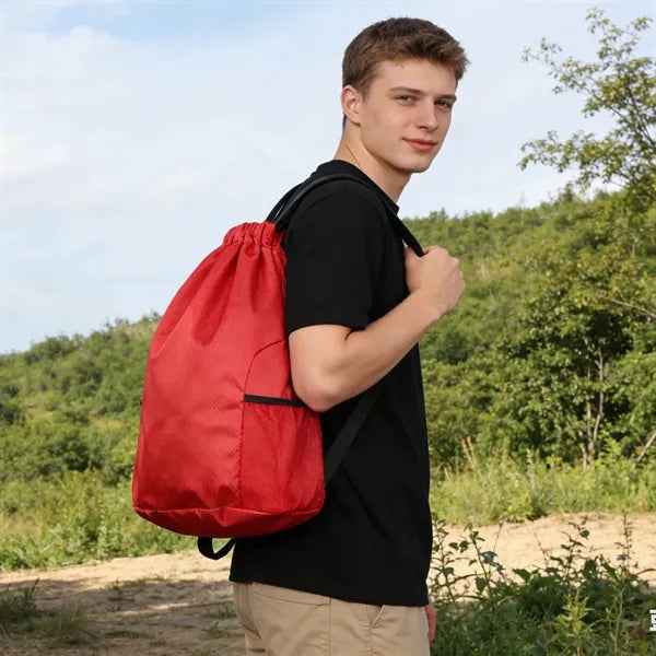 Large Sport Drawstring Backpack W/ Side Mesh Pocket