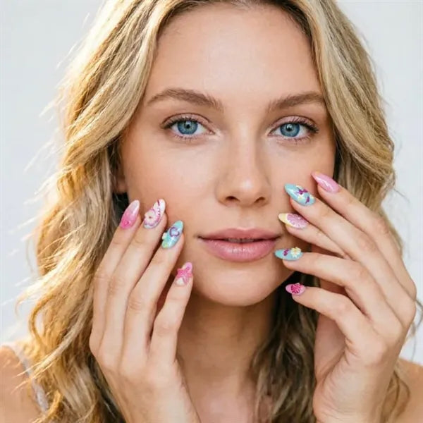 High-Quality 3D Wearable Nails With Sand And Shell Painting