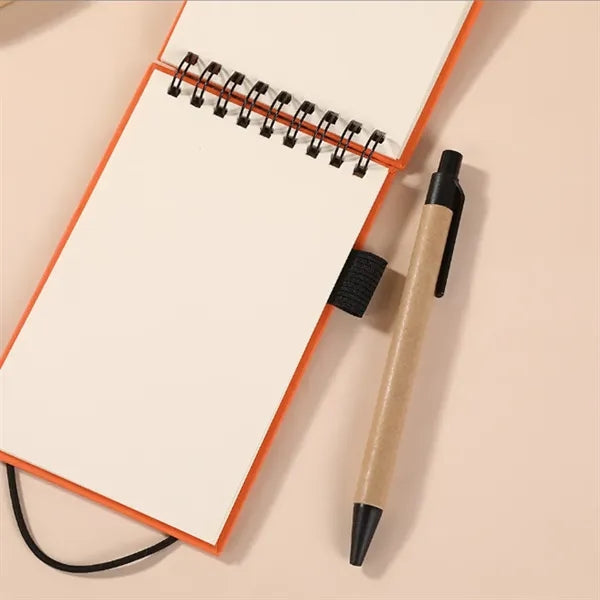 Eco Spiral Notepad with Pen and Elastic Closure