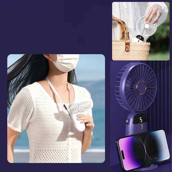 90 Degree Adjustable Portable Handheld Fan With 5 Speed Wind