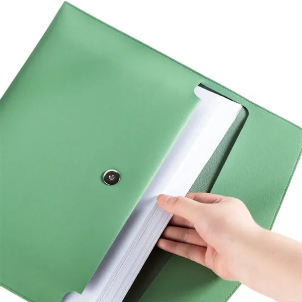 A4 PU Leather Portfolio Magnetic Snap Document Holder
