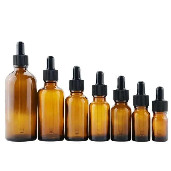 1 oz Dark Amber Glass Dropper Bottles