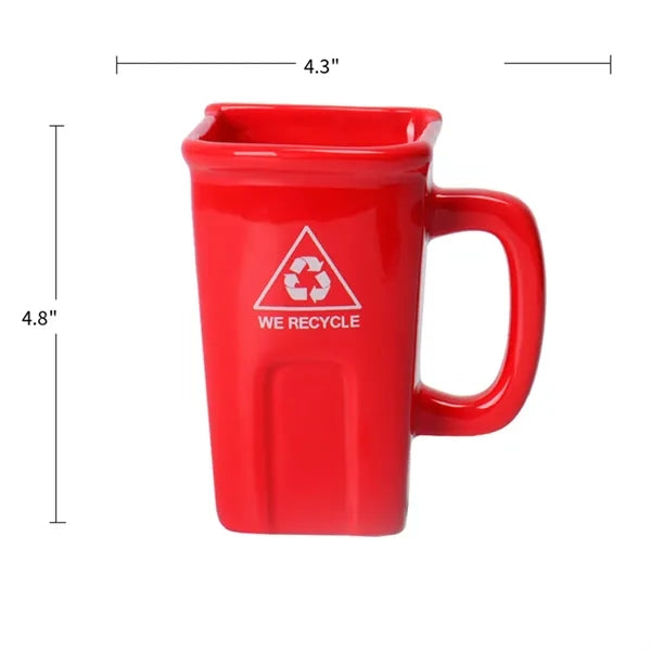 Novelty Miniature Garbage Bin Shaped Ceramic Coffee Mug