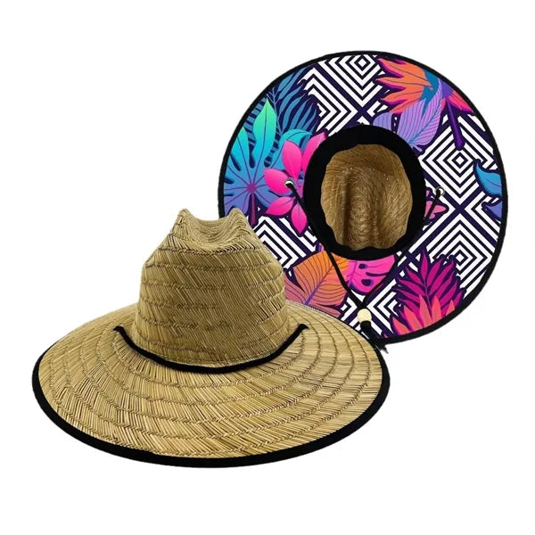 Eco Friendly Straw Lifeguard Hats with Patch Logo