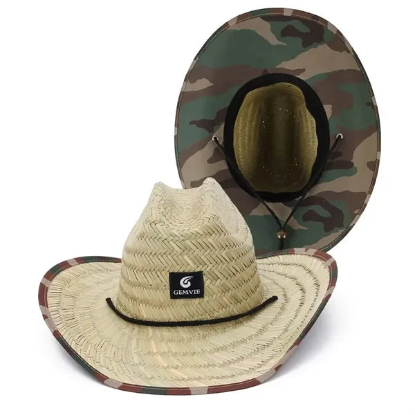 Eco Friendly Straw Cowboy Hats with Patch Logo