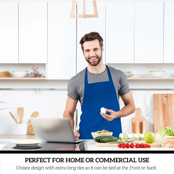 Kitchen Bib Apron Adjustable with 2 Pockets Oil Resistant
