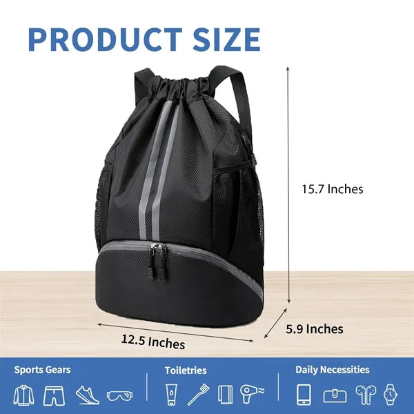 Logo Oxford Drawstring Sports Bag Gym Sack Backpack
