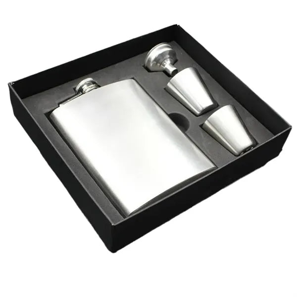 8 Oz Hip Flask Gift Box Set