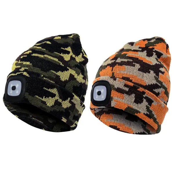 USB Rechargeable Headlamp Winter Knitted Cap