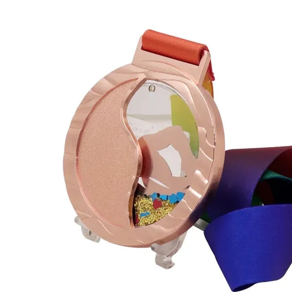 Gold-plated souvenir medal flowing sand technique