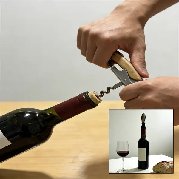 Bamboo Wine Opener & Stopper Gift Set