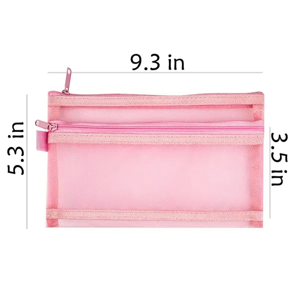 Semi-Transparent Double Layer Mesh File Bag