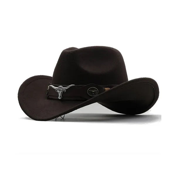 Felt Fedora Hat Wide Brim Buckle Belt