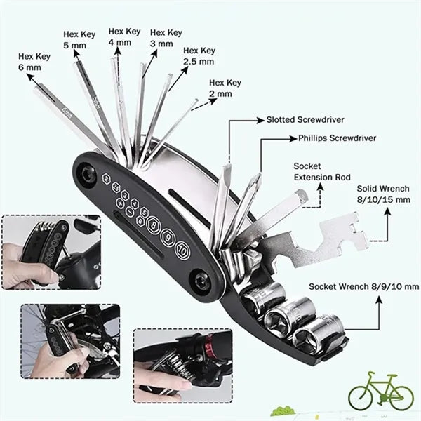 16-in-1 Alloy Steel Bicycle Multi-Tool