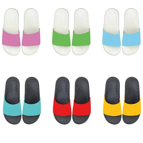 Unisex Massage Slide Sandals - PVC Sole, PU Leather Strap