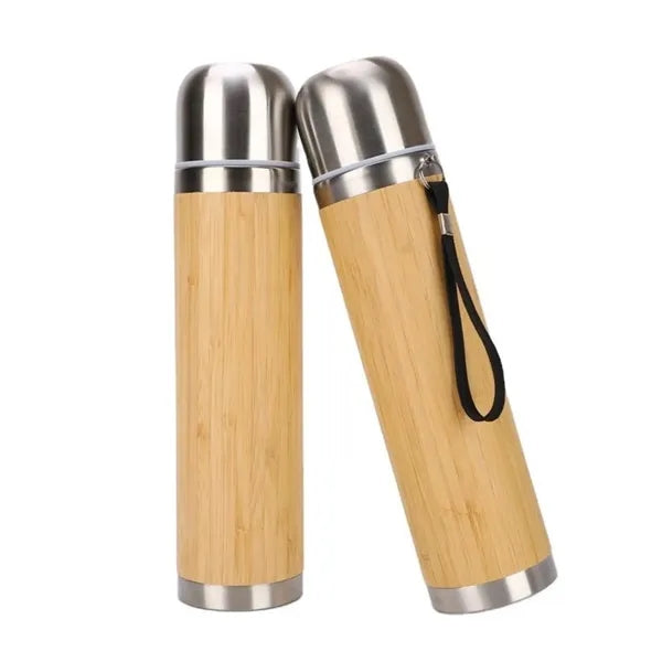 Natural Bamboo Insulated Steel Travel Coffe Mug