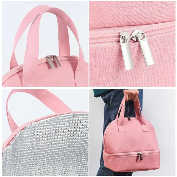 Double Deck Insulated Lunch Box Cooler Bag