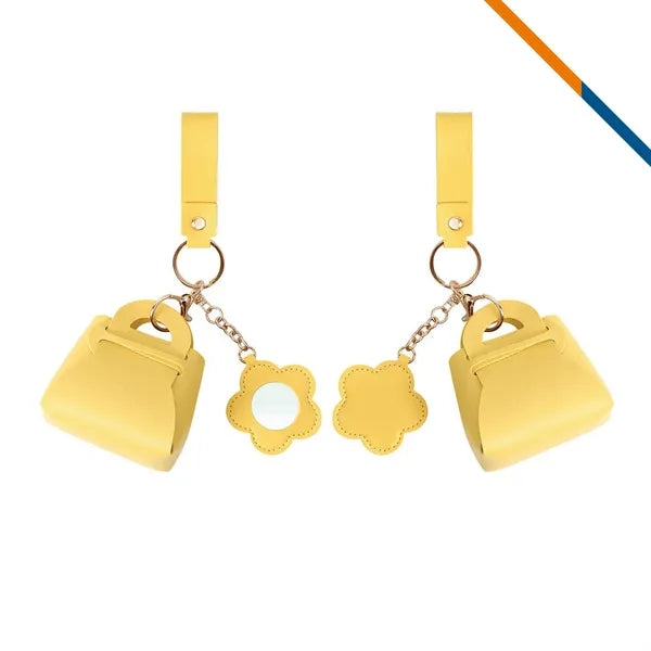 Ticase Mini PU Leather Mirror Coin Keychain Purse