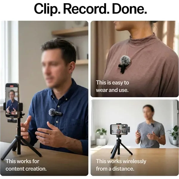 Video recording 2 pack lavalier microphone wireless mini mic