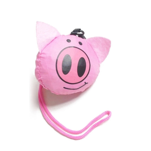Pig Shaped Folding Shopper Tote Bag