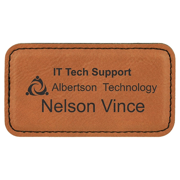 Leatherette Rectangle Name Badge with Magnet