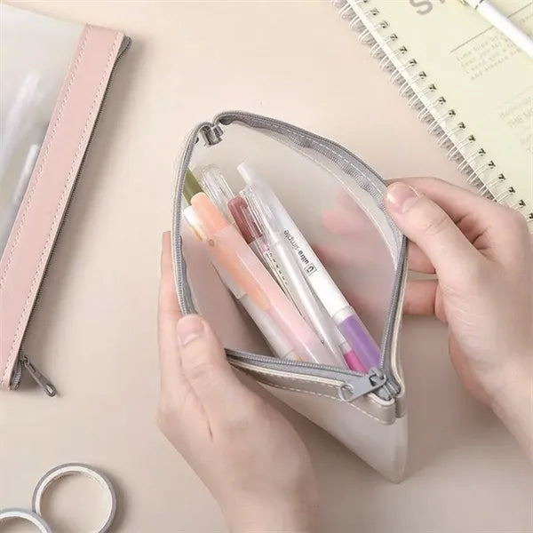 PVC transparent frosted pencil case