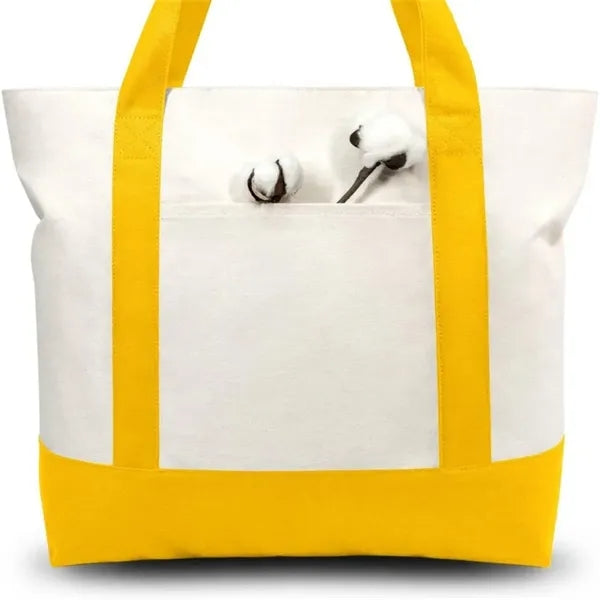 Stylish Canvas Tote Bag with an External Pocket
