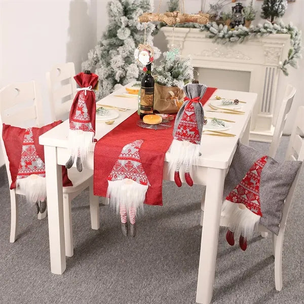 Christmas Decor Santa Gnome Wine Bottle Cover Drawstring Bag