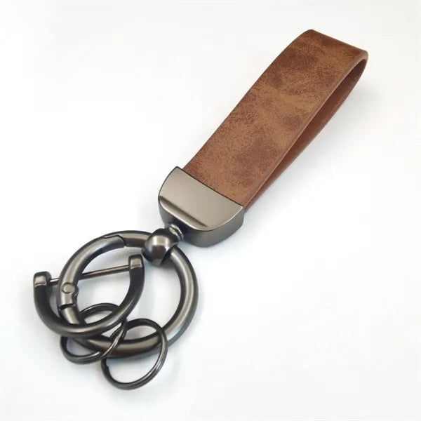 Leather Key Chain Holder With Anti-Lost D-Ring