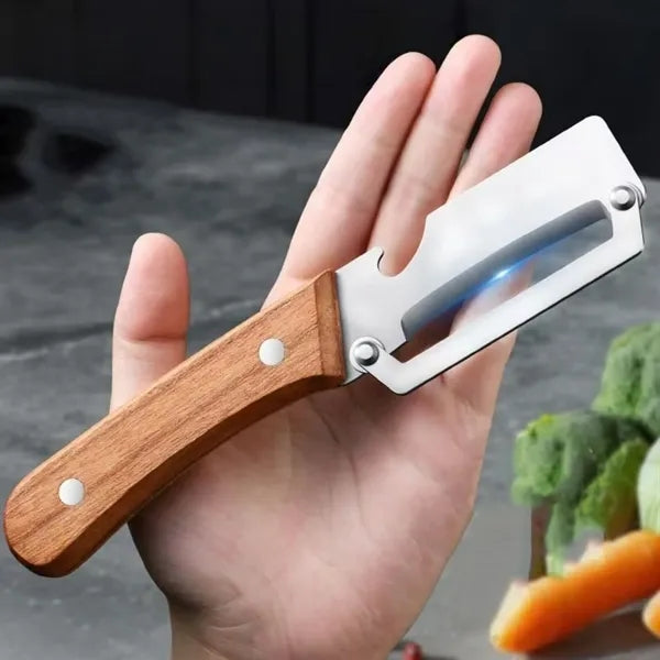 Wood Handle Peeler Bottle Opener Stainless Blade