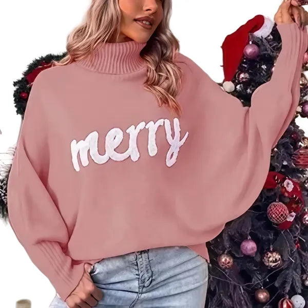 Acrylic Turtleneck Christmas Sweater For Women