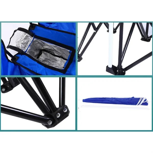 Portable Foldable Double Camping Parasol Lawn Chair