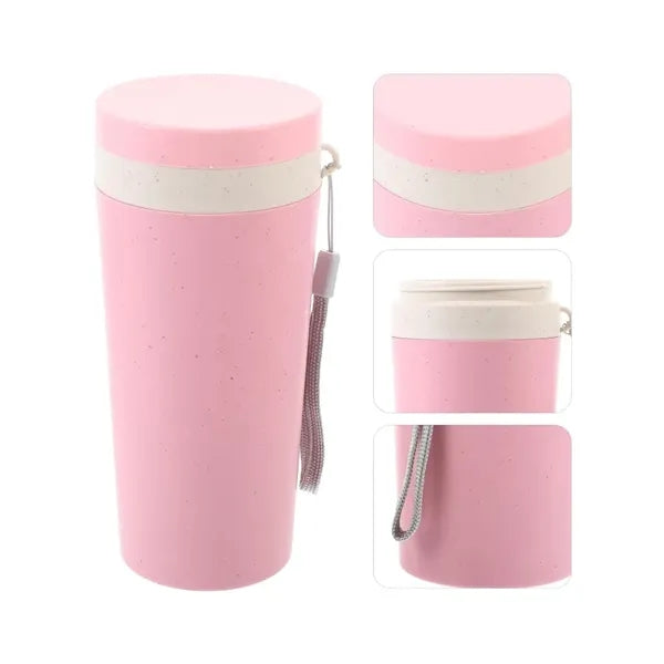 10oz. Wheat Straw Thermos Water Bottle with Lanyard