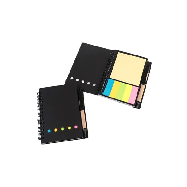 Spiral Notebook with Sticky Notes and Pens Set