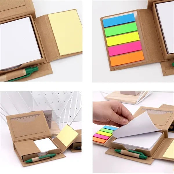 Eco Sticky Note Set with Pen and Ruler Cover