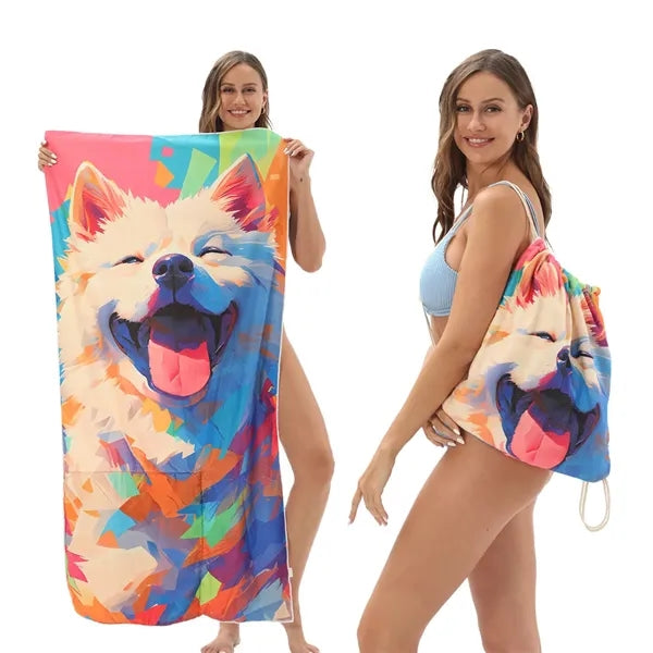 2-in-1 Foldable Beach Towel Backpack