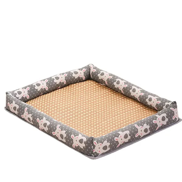 Logo Pet Cooling Ice Bed - Breathable Canvas & Rattan