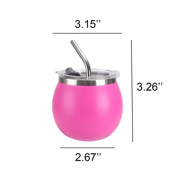 Mini Stainless Steel Eggshell Tumbler with Straw