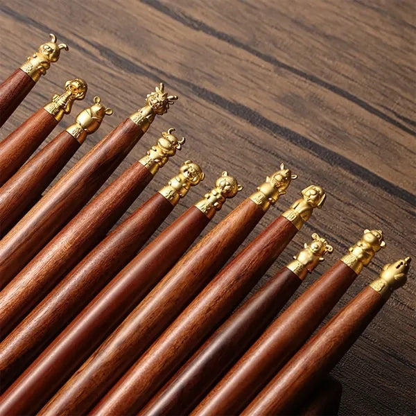 Zodiac Rosewood Animal Head Pen