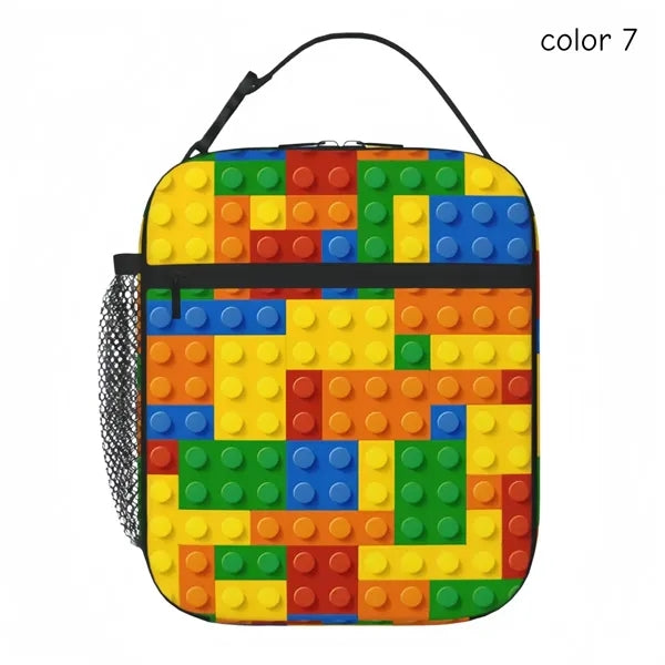 Building Block Insulated Lunch Bag for Kids School Daily Use